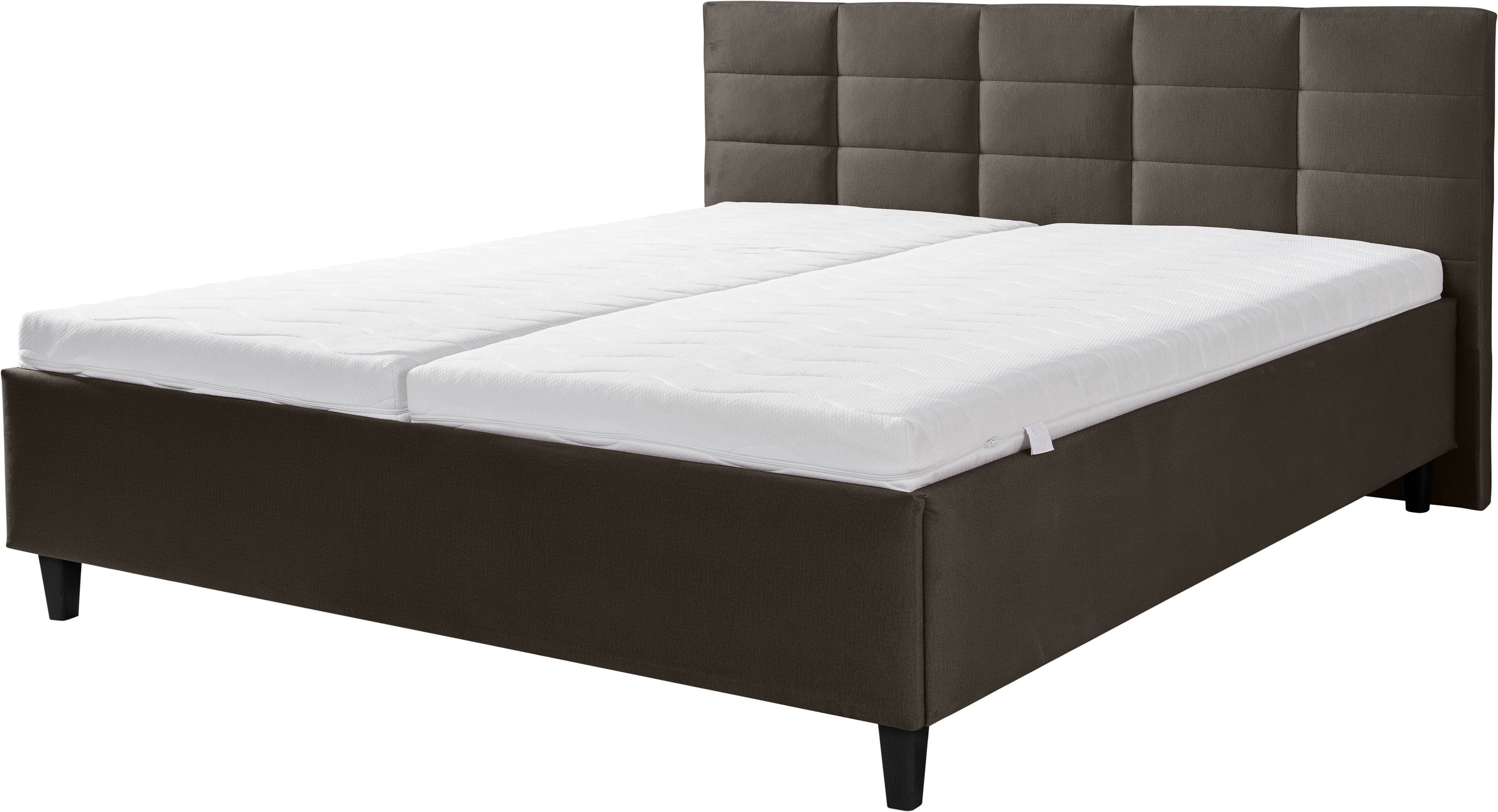 Polsterbett ALINA "Ricardo", grau (umbragrau dmo 84), B:196cm H:102cm L:213cm, Samt DMO (100% Polyester), Betten, Polsterbett, Füße schwarz Image