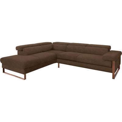 Ecksofa W.SCHILLIG "finn, Designsofa mit tollem Sitzkomfort, bequem, L-Form", braun (mocca s37), B:281cm H:71cm T:230cm, Flachgewebe S22 (100% Polyester), Stoff S37 (100% Polyester), Longlife Xtra-Leder Z59: Glattleder mit modischer Prägung.... Image