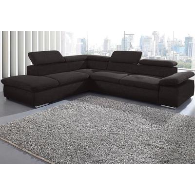 Ecksofa SIT & MORE "Valentine, L-Form, Sofa mit Armteil- & Kopfteilverstellung", schwarz, B:272cm H:73cm T:226cm, 100% Polyester, Luxus-Kunstleder/Struktur (88% Polyester, 12% Polyamid), Sofas, optional mit Bettfunktion, Ottomane links oder rechts,... Image