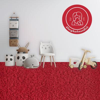 Teppichboden ANDIAMO "Sina, Velours, Made in Belgium", rot, B:400cm H:6mm L:350cm, Kunstfaser, Teppiche, Uni Farben, Breite 400 cm, strapazierfähig, pflegeleicht, Wohnzimmer Image