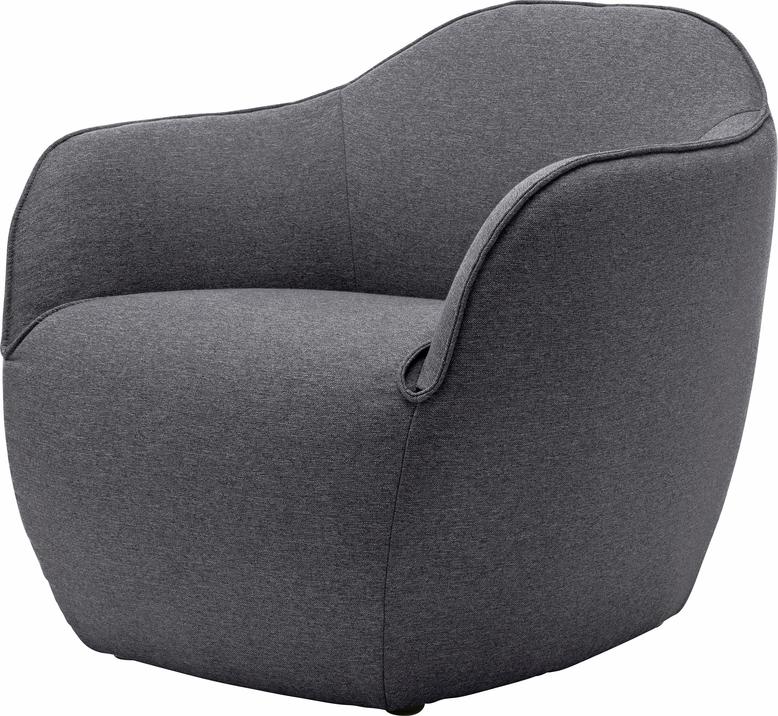 Sessel "CR.480 Designsessel, Loungesessel", schwarz (anthrazitgrau, schwarzgrau 044, 57), B:79cm H:73cm T:82cm, Chenille COCO (72% Polyester 15% Baumwolle 13% Polyacryl), CREATION BY ROLF BENZ, Sessel, Sessel, Wahlweise aus Leder oder Chenille