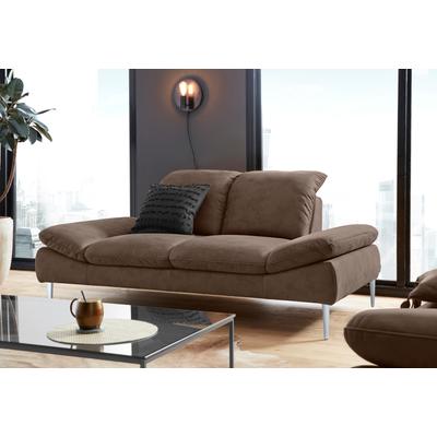 2-Sitzer W.SCHILLIG "enjoy&MORE", braun (mocca s37), B:202cm H:87cm T:110cm, Chenille-Flachgewebe R66 (85% Polyester, 15% Nylon), Longlife Xtra-Leder Z59: Glattleder mit modischer Prägung. Hautstärke 0, 9 - 1, 1 mm, Stoff S37 (100% Polyester),... Image