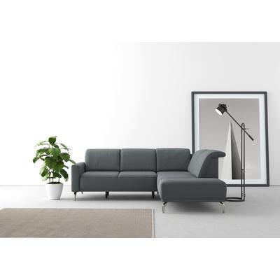 Ecksofa SIT & MORE "Bailando L-Form", grau (dunkelgrau), B:249cm H:84cm T:205cm, Sofas, wahlweise mit Kopfteilverstellung und Vorziehsitz, motorisch Image