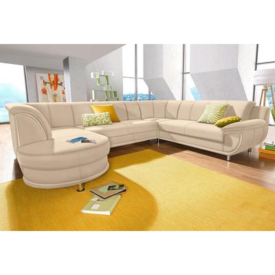 Wohnlandschaft TRENDMANUFAKTUR "Rondo, U-Form", beige, B:320cm H:85cm T:94cm, Softlux-Kunstleder, Primabelle-Microfaser, NaturLeder (handschuhweiches Rindsleder in Sitz und Rücken mit SOFTLUX-Kunstleder als Korpus-Bezug), Struktur (23% Polyacryl,... Image