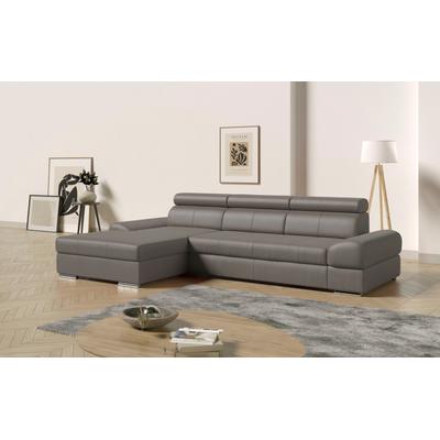 Ecksofa SIT & MORE "Broadway L-Form", grau (grau, grau), B:284cm H:79cm T:171cm, Luxus-NaturLeder, Luxus-Kunstleder, NaturLEDER, Microfaser Primabelle (100% Polyester), Sofas, inklusive Kopfteilverstellung, wahlweise mit Bettfunktion Image