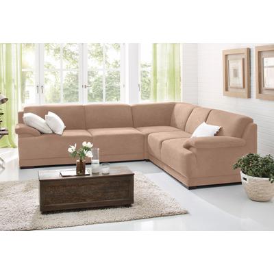 Ecksofa HOME AFFAIRE "Telos mit Boxspring Unterfederung für hohen Komfort, L-Form", braun (café), B:259cm H:80cm T:289cm, Chenille (100% Polyester), Microfaser-PRIMABELLE (100% Polyester), dicke Luxus-Microfaser in Lederoptik (100% Polyester),... Image