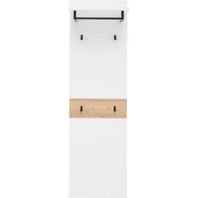 Garderobenpaneel INNOSTYLE "Memphis Garderobenpaneel, 50x170x30cm (B/H/T)", weiß, artisan eiche, B:50cm H:170cm T:30cm, Holzwerkstoff, Metall, Garderobenpaneele, 4 Haken, Ablage, Kleiderstange Image