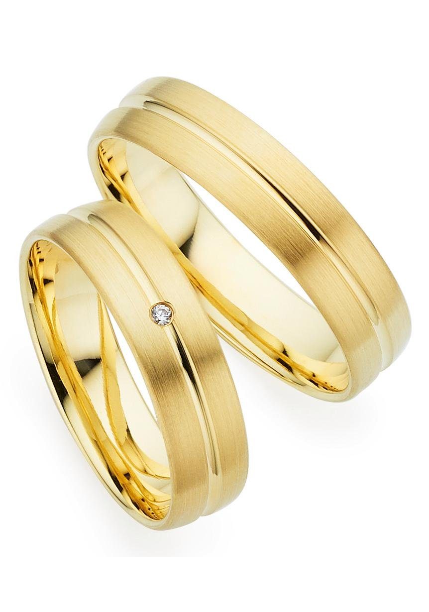 Trauring PHÖNIX "Schmuck Geschenk Gold 333 Trauring Ehering LIEBE versch. Varianten" Gr. 62, gold (gelbgoldfarben), Fingerringe, 62, ohne Brillant, Gelbgold 333, 5mm, Made in Germany, wahlweise mit oder ohne Brillant Image