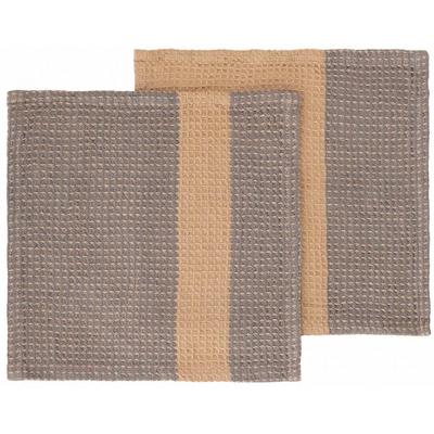 Spültuch BLOMUS "GANO, aus 100% Baumwolle, GOTS organic, zertifiziert durch BCS 35020", grau (steel gray, tan), B:25cm L:25cm, 100% Baumwolle, Geschirrtücher, 25x25 cm, Spültücher bestehend aus zwei verschiedenen Mustern Image