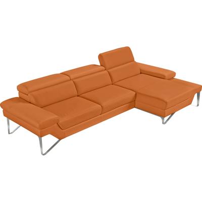 Ecksofa EGOITALIANO "Princess, elegantes Designsofa mit erstklassigem Sitzkomfort, L-Form", orange, B:282cm H:95cm T:168cm, Leder u00bbBULLu00ab (echtes Rindsleder). Geschliffenes, pigmentiertes und behandeltes Rindsleder mit einer Dicke von 1, 3-1,... Image