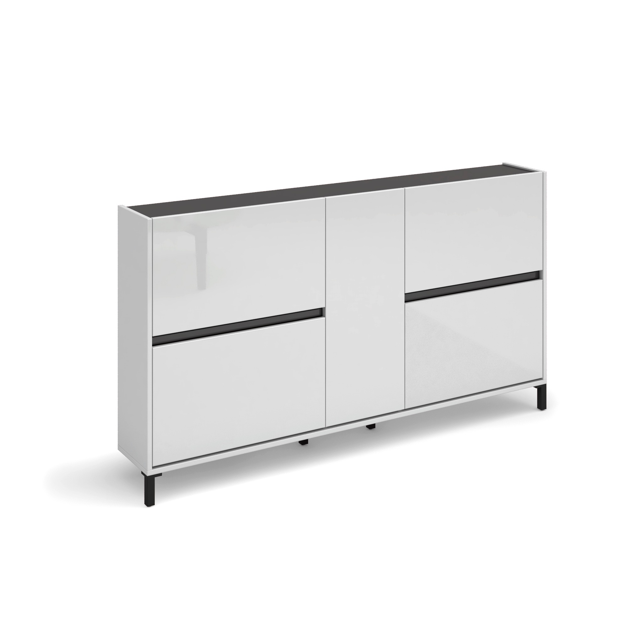 Schuhschrank INOSIGN "EASY", weiß (weiß hglanz, anthrazit, weiß hgl), B:169cm H:93cm T:25,2cm, Spanplatte, Schränke, Schuhschrank