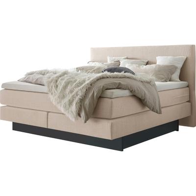Boxspringbett HASENA "Denver", beige (beige, anthrazit), B:168cm L:210cm, Komplettbetten, Boxspringbett, Boxspringbett, Sockel, zwei Bettkästen inkl. gedämpftem Selbsteinzug Image