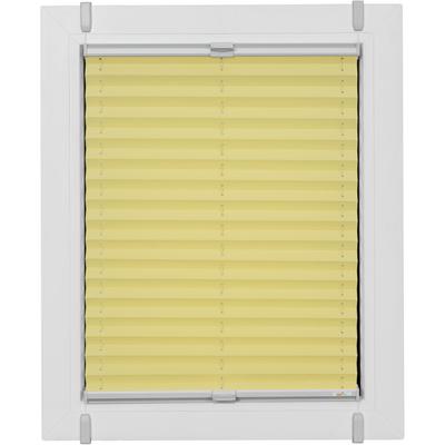 Plissee SUNLINES "One Size Style Crepe", gelb (zartgelb, grau, grau), B:85cm H:100cm, Obermaterial: 85% Polyester, 15% sonstige Fasern, Plissees, Zubehörfarbe grau, zum Klemmen Image