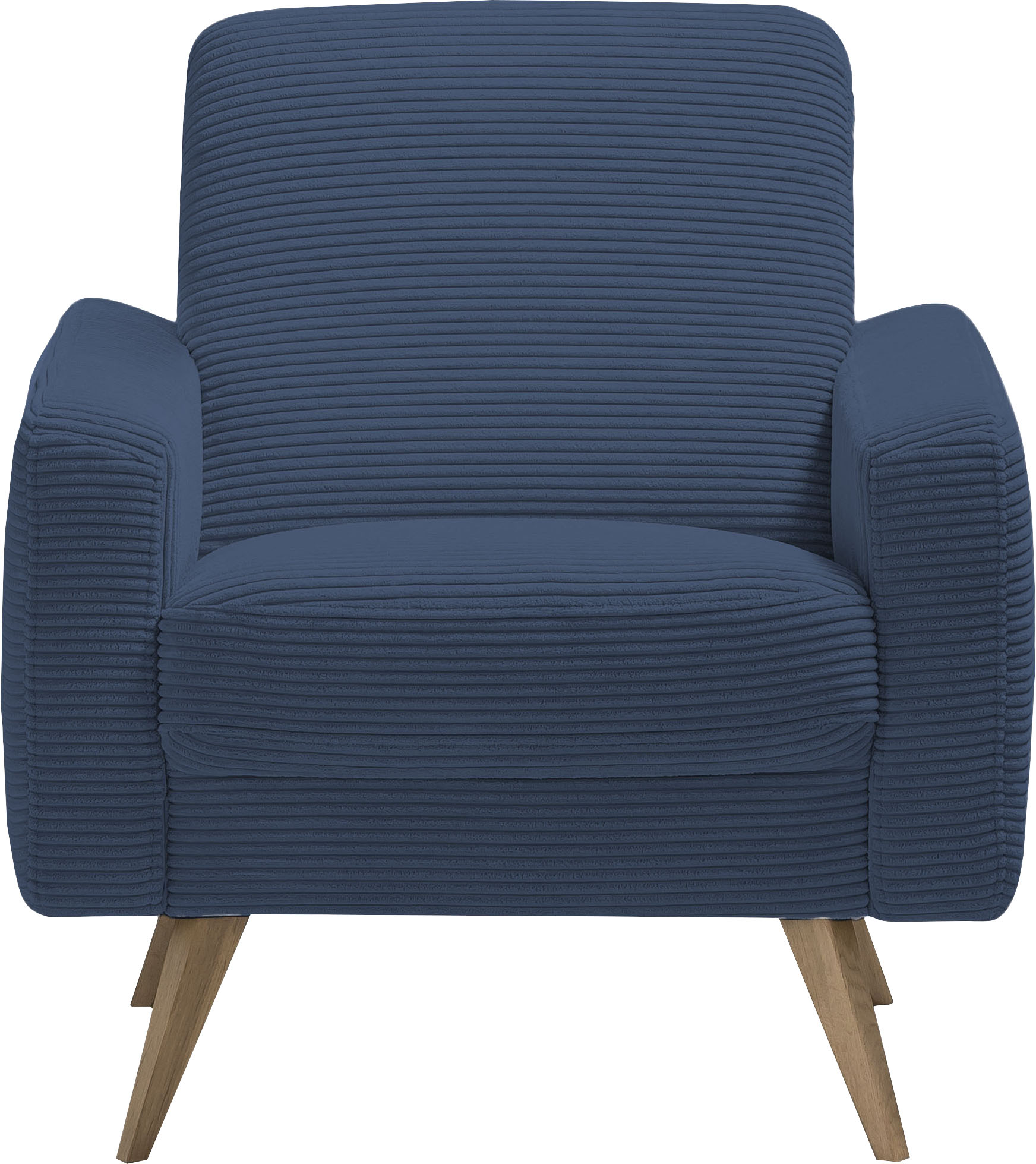 Sessel EXXPO - SOFA FASHION "Samso, Loungesessel", blau (navy), B:82cm H:87cm T:80cm, 100% PES, Sessel, Einzelsessel, elegant und bequem, aktueller Cord Bezug