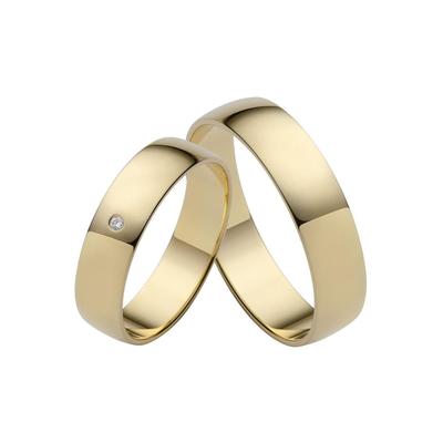 Trauring FIRETTI "Schmuck Geschenk Gold Hochzeit Ehering Trauring "LIEBE" Gr. 20, gold (gelbgoldfarben), Fingerringe, 20, 0,01 ct SI = kleine Einschlüsse mit Brillant, Gelbgold 375, 5mm, Made in Germany, wahlweise mit oder ohne Brillant Image