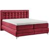 Boxspringbett MUSTERRING "Dubai", rot (d 521 rot), B:197cm L:214cm, Komplettbetten, Boxspringbett, Winkelfuß in Chrom, 3 Härtegrade, Kopfteil in Kassettensteppung
