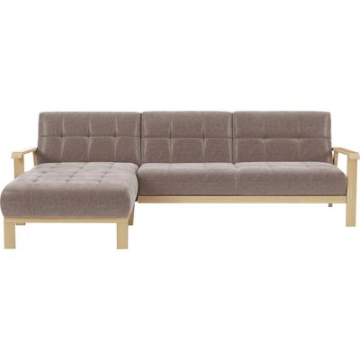 Ecksofa SIT & MORE "Billund L-Form", grau (taupe), B:264cm H:88cm T:183cm, 100% Polyester, Sofas, Armlehnen aus Buchenholz in natur, verschiedene Bezüge und Farben Image