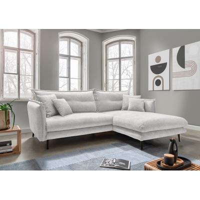 Ecksofa INOSIGN "Lazio modernes Design, bequem, schmale Armlehnen, OTTOs Choice", weiß, B:255cm H:94cm T:180cm, 100% Polyester, Sofas, zwei verschiedene Fußfarben wählbar Image