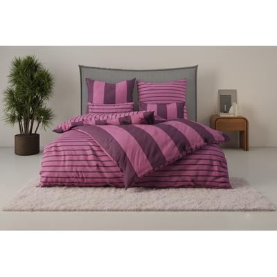 Bettwäsche HOME AFFAIRE "Sari", lila (beere), B/L: 155cm x 220cm, , Linon, B/L: 80cm x 80cm, Linon, Obermaterial: 100% Baumwolle, Bettwäsche, in verschiedenen Qualitäten, maritime Bettwäsche mit Streifen, Topseller Image