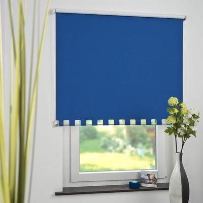Seitenzugrollo LIEDECO Gr. 13, blau, B:182cm H:180cm, Polyester, Rollos, Volantrollo - eckiger Volant, Fixmaß Image