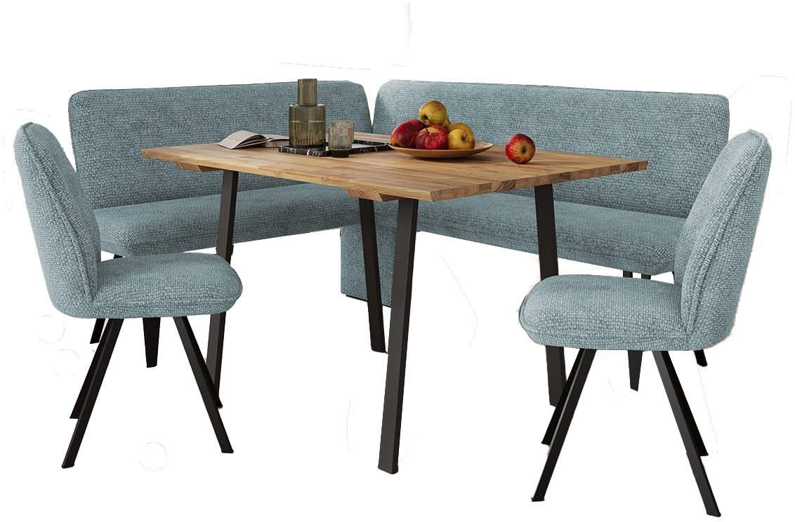 Eckbankgruppe HOME AFFAIRE "Mily Essecke, Sitzgruppe, Eckbankgruppe, Küchenbankgruppe", blau (mineral blau, schwarz), B:205cm H:89 T:164cm, FSC-zertifizierter Holzwerkstoff, FSC-zertifiziertes Massivholz, Metall, Sitzmöbel-Sets, BESTSELLER Image
