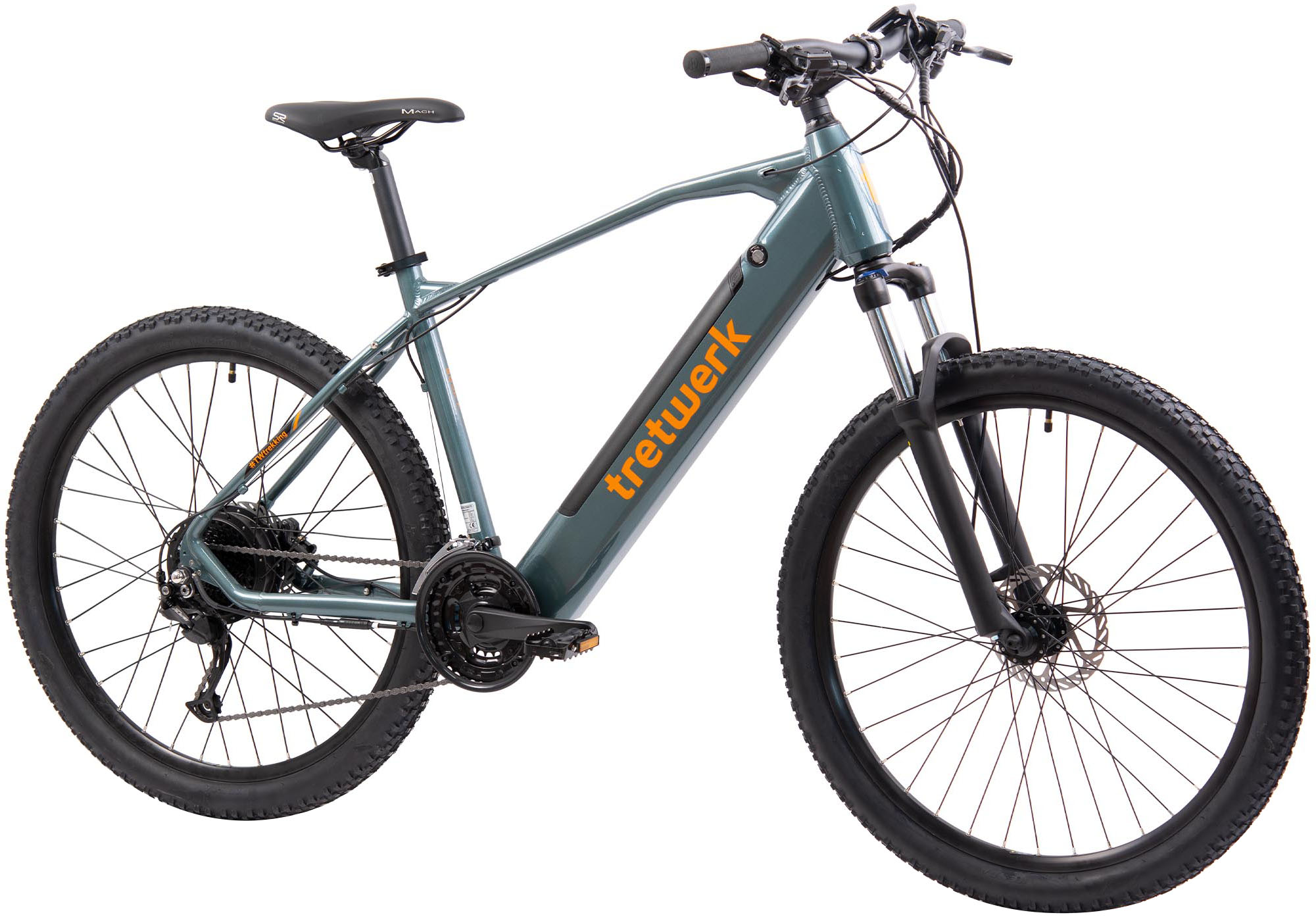 E-Bike TRETWERK "Bolt" Gr. 48, grün (mgrg), Elektrofahrräder, 48cm, 27,5 Zoll (69,85cm), Pedelec, Elektrofahrrad für Damen u. Herren, MTB Image