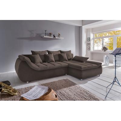 Ecksofa INOSIGN "Imola elegant und bequem, aktuelle Steppung im Sitz, L-Form", braun (dunkelbraun), B:270cm H:90cm T:170cm, Microfaser PRIMABELLE (100% Polyester) / Struktur (82% Polyester, 9% Viscose, 7% Baumwolle, 2% Nylon), Kunstleder SOFTLUX /... Image