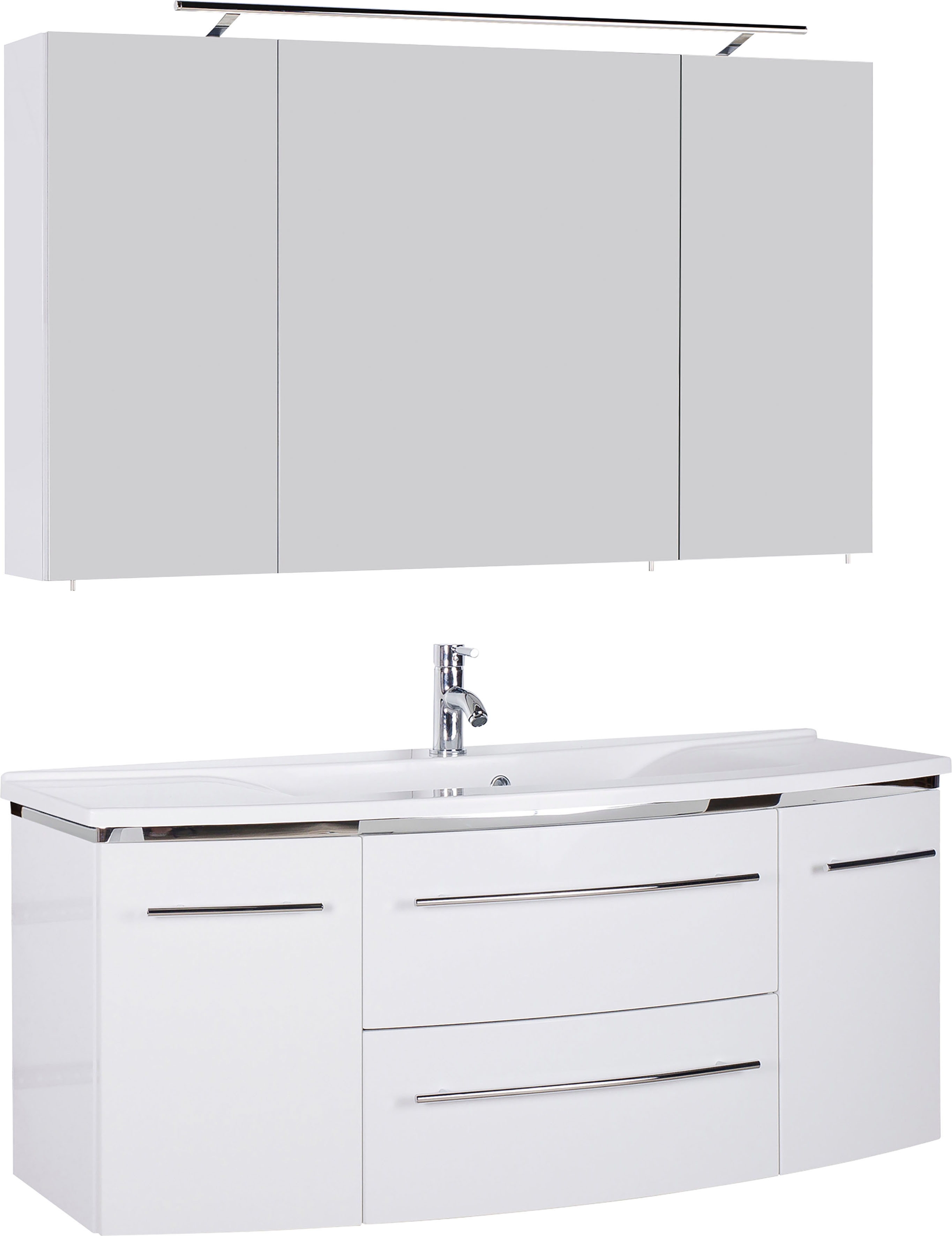 Badmöbel-Set SAPHIR "3040", weiß (weiß glanz, weiß glanz), B:120cm, Kastenmöbel-Sets, Breite 120 cm Image