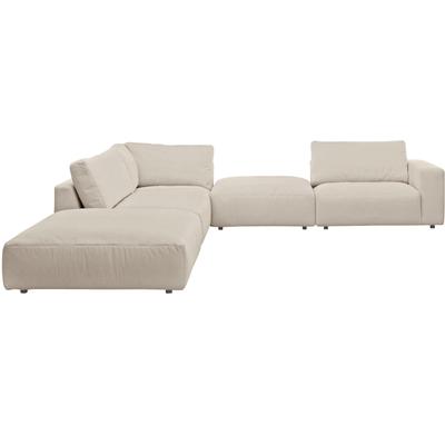 Ecksofa MUSTERRING "LUCIA L-Form", beige (beige floris), B:340cm H:81cm T:346cm, Flachgewebe FLORIS (100% Polyester), Flachgewebe VALMONT (60% Baumwolle/ 40% Leinen), Microfaser CRONA (100% Polyester), Sofas, in vielen Qualitäten und 4 verschieden... Image