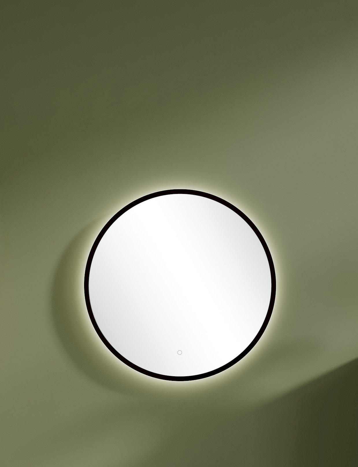 Spiegel WELLTIME "Carlton Spiegelpaneel mit Amibientelicht", schwarz, B:60cm H:60cm T:3cm Ø:60cm, Spanplatte, Spiegel, Universeller Badezimmerspiegel, 60 cm, inklusive Beleuchtung