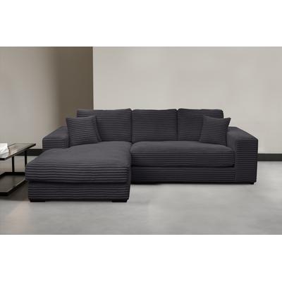 Ecksofa WERK2 "Eden modern und zeitlos, geschmackvolles Sofa, Breite 286cm, L-Form", schwarz, B:286cm H:84cm T:184cm, 100% Polyester, Sofas, Design Ecksofa in Cord mit besonders weichem Sitzkomfort Image