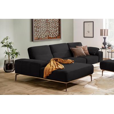 Ecksofa W.SCHILLIG "run, Designsofa mit tollem Sitzkomfort, bequem, L-Form", schwarz (midnight w82), B:319cm H:88cm T:178cm, Longlife Xtra-Leder Z73: Naturwalkleder der Luxusklasse aus den erlesensten Rohhäuten. Hautstärke 1, 1 u2013 1, 3 mm,... Image