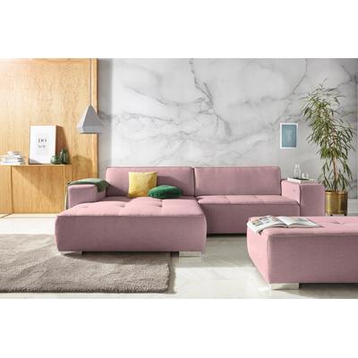 Ecksofa INOSIGN "Sapporo L-Form", rosa (altrosa), B:293cm H:78cm T:172cm, Struktur fein (100% Polyester), Luxus-Microfaser weich (90% Polyester, 10% Polyacryl), Struktur imprägniert (100% Polyester), Sofas, wahlweise Bettfunktion oder... Image