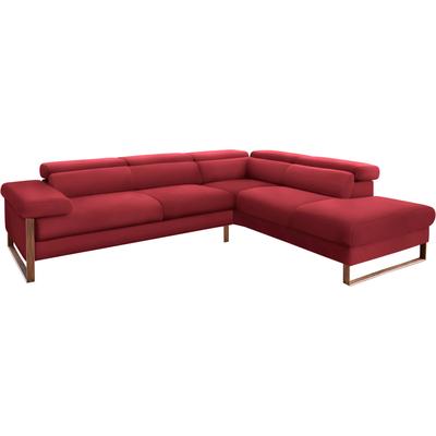 Ecksofa W.SCHILLIG "finn, Designsofa mit tollem Sitzkomfort, bequem, L-Form", rot (ruby rot z59), B:281cm H:71cm T:230cm, Flachgewebe S22 (100% Polyester), Stoff S37 (100% Polyester), Longlife Xtra-Leder Z59: Glattleder mit modischer Prägung.... Image