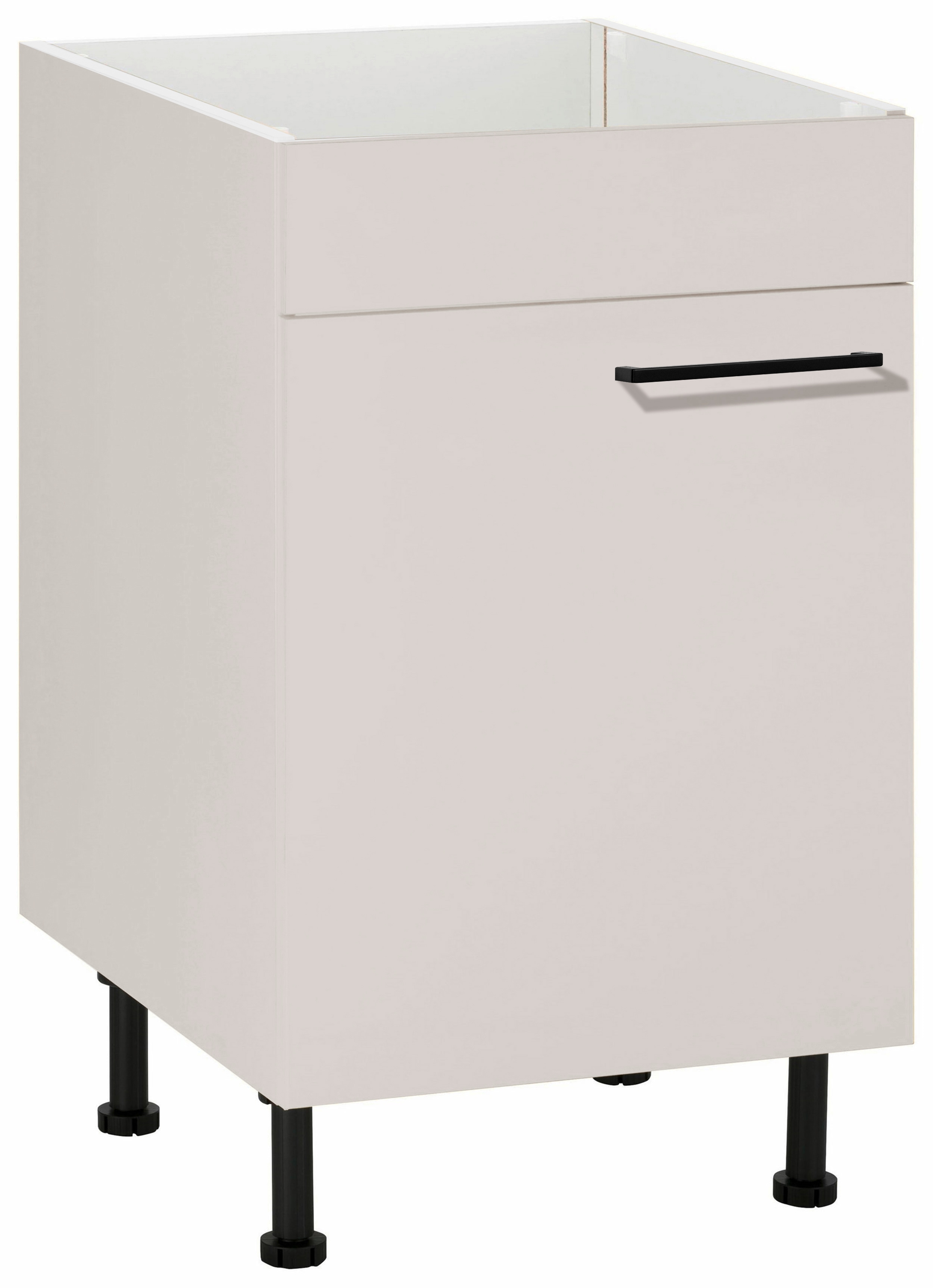 Spülenschrank WIHO KÜCHEN "Nisos", beige (front: cashmere, korpus: cashmere), B:50cm H:86,5cm T:58cm, Schränke, Spülenschrank, 50 cm breit, mit verstellbaren Füßen, ohne Arbeitsplatte