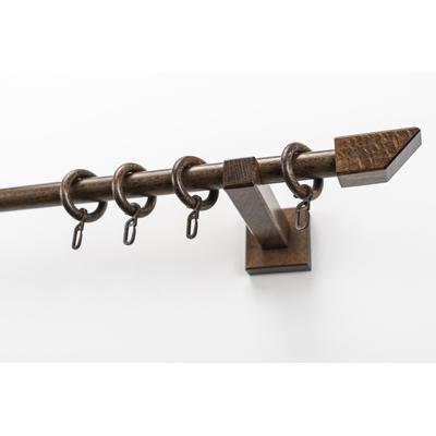 Gardinenstange GARESA "CUBUS", braun (nussbaum), L:400cm Ø:20mm, Holzwerkstoff, Gardinenstangen, Vorhanggarnitur, verlängerbar, Endknopf abgeschrägt, mit Ringe Image