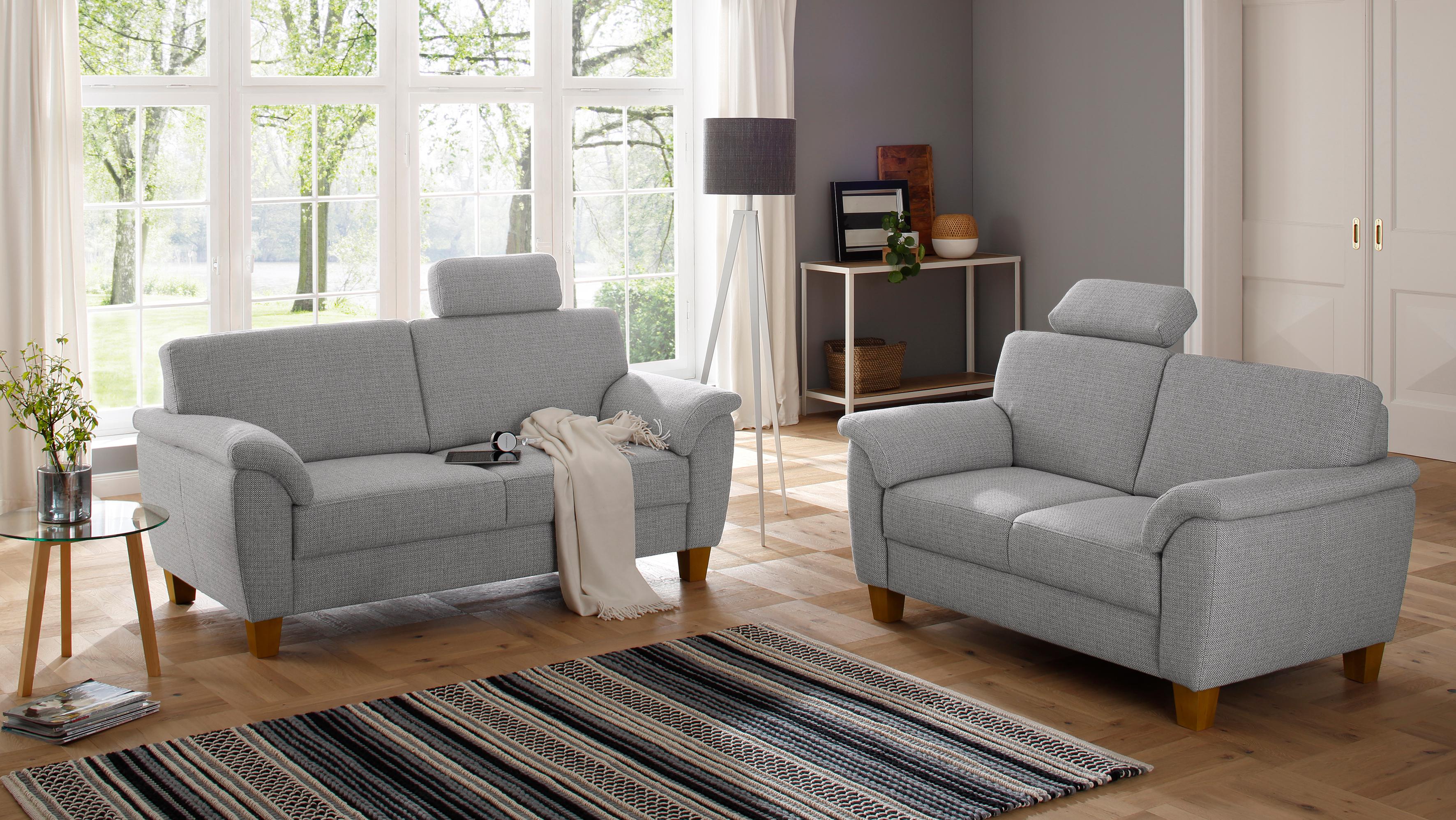 Polstergarnitur HOME AFFAIRE "Texel", silber (silber,), Struktur, Sitzmöbel-Sets, als Set, mit Federkern und Kontrastnaht Image
