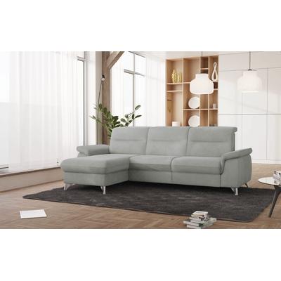 Ecksofa SIT & MORE "Astoria L-Form", grau (hellgrau), B:260cm H:91cm T:175cm, 100% Polyester, Sofas, wahlweise mit motorischer Relaxfunktion Image