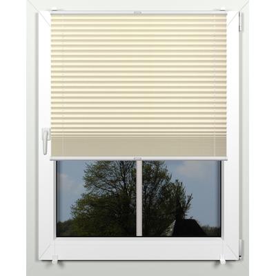 Plissee INDEKO "simple", beige (sand, weiß, weiß), B:84cm H:100cm, Obermaterial: 94% Polyester, 6% sonstige Fasern, Plissees, mit Klemmträgern, nach Maß Image