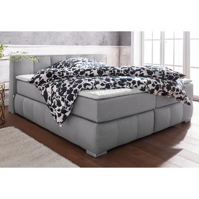 Boxspringbett "Chelles", grau, B:187cm L:225cm, Samtoptik (100% Polyester), Bezug der Spiegelfläche Matratzendrell aus 100% Polyester, Struktur fein 100% Polyester), GUIDO MARIA KRETSCHMER HOME & LIVING, Komplettbetten, Boxspringbett, inkl.... Image