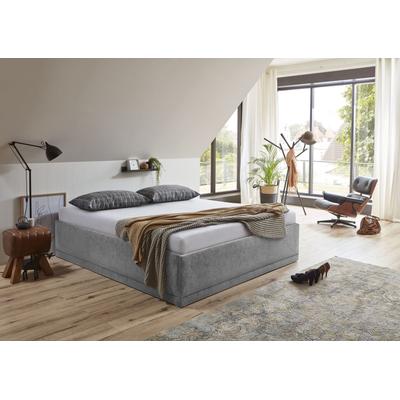 Polsterbett "Texel", grau, B:206cm H:42cm L:206cm, Bezug Bett: Veloursstoff 100% Polyester oder Microfaser (100% Polyester), Bonnell-Federkernmatratze: 51% Polypropylen, 39% Polyester und 10% Baumwolle, Kaltschaummatratze: 100% Polyester, Bezug... Image