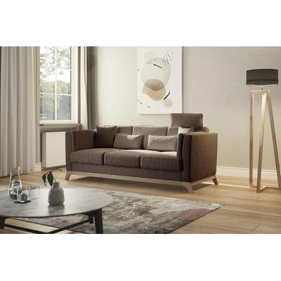3-Sitzer HOME AFFAIRE "Viva", rosa (kupfer), B:213cm H:84cm T:93cm, 100% Polyester, Sofas, mit Holzrahmen aus Buche Image