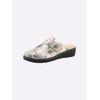 Clog BELVIDA, Damen, Gr. 40, bunt (oliv, bedruckt), Veloursleder, Basic, Schuhe Clog Hausschuh Pantoffeln