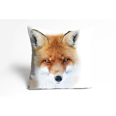 Dekokissen QUEENCE "Joleen", rot (rot, bedruckt), B:40cm L:40cm, Polyester, Dekokissen_Sitzkissen_Kissenhüllen, Kissenhülle,Fuchskopf,Fuchs,Tiermotiv,Waldtier,Gezeichnet,Naturmotiv Image