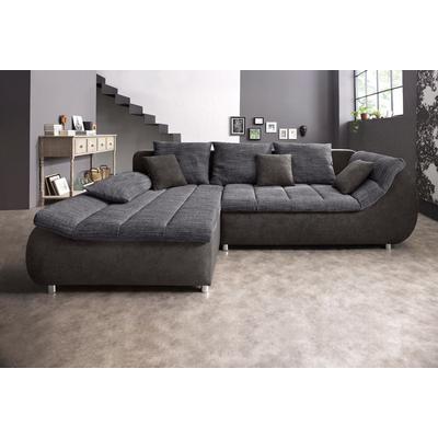 Ecksofa INOSIGN "Imola elegant und bequem, aktuelle Steppung im Sitz, L-Form", grau (anthrazit, dunkelgrau), B:270cm H:90cm T:170cm, Microfaser PRIMABELLE (100% Polyester) / Struktur (82% Polyester, 9% Viscose, 7% Baumwolle, 2% Nylon), Kunstleder... Image