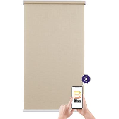 Elektrisches Rollo SUNLINES "Mosaik", beige (beige, weiß), B:110cm H:180cm, Polyester, Metall, Kunststoff, Rollos, appgesteuert via Bluetooth, mit Akku und Motor, weißer Fallstab Image
