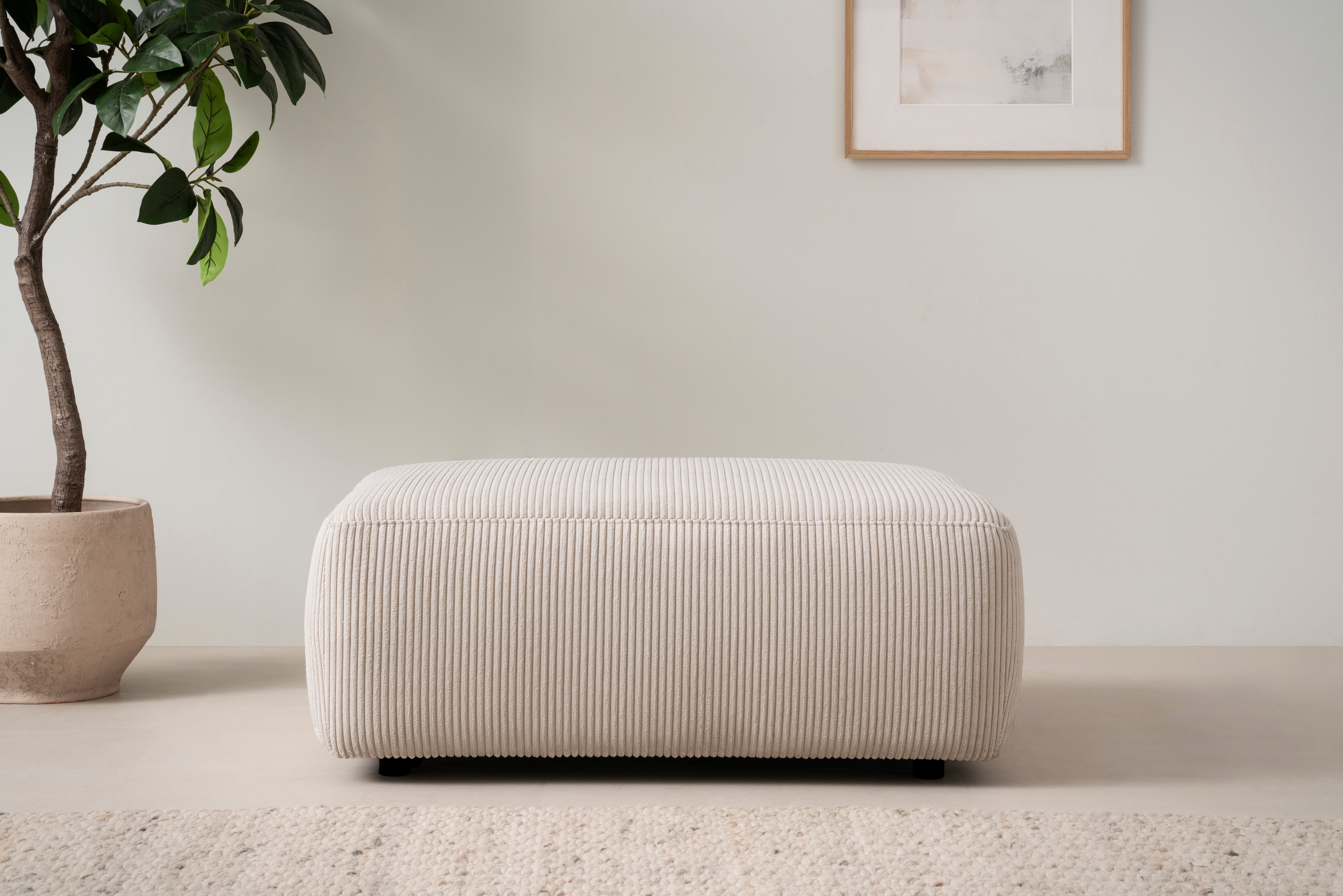 Polsterhocker HOME AFFAIRE "Torge, Hocker in Cord, Samtvelours oder Struktur", beige (hellbeige), B:100cm H:42cm T:68cm, 100% Polyester, Hocker, Polsterhocker, passend zur Serie Torge, rechteckig, bequemer Sitzkomfort