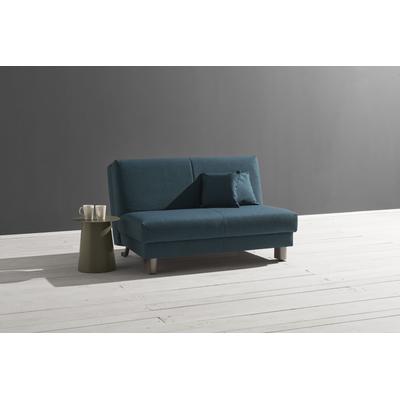 Schlafsofa ELL + ELL "Enny", blau (petrol), B:145cm T:100cm, Sofas, Liegefläche Breite 120 oder 140 cm, Liegehöhe 45 cm, Füße alufarben Image