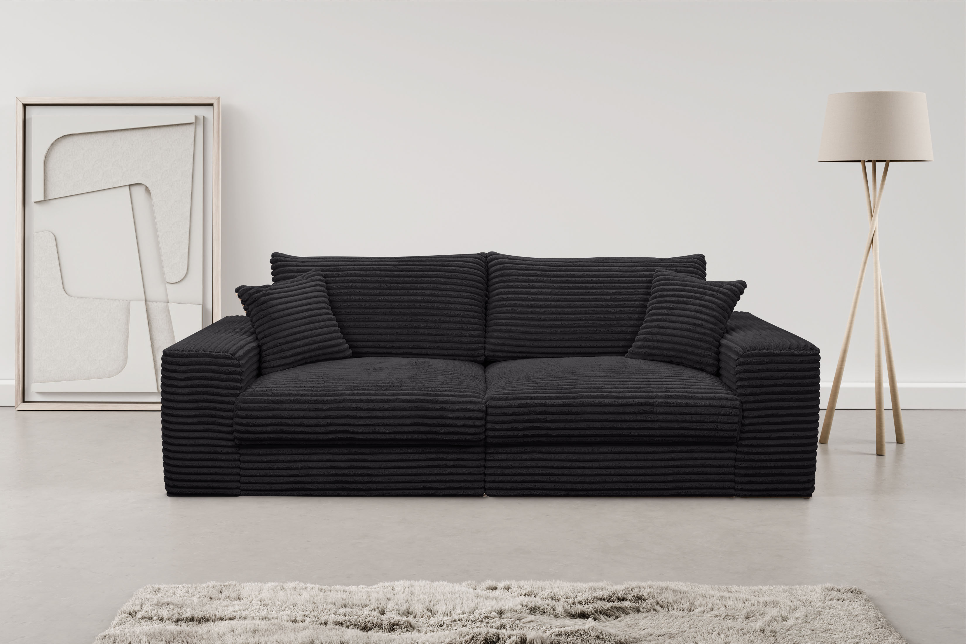 Big-Sofa WERK2 "Rozzana Mega Sofa mit viel Platz, aktuelle Bezüge. Breite 246cm", grau (anthrazit), B:246cm H:82cm T:105cm, 100% Polyester, Sofas, Big-Sofa, mit losen Rückenkissen, gemütlich, in Cord, Breitcord und Plüsch Bezug