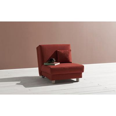 Schlafsofa ELL + ELL "Enny", rot, B:80cm H:85cm T:100cm, Sofas, Liegefläche Breite 80 cm, Liegehöhe 40 cm, Füße alufarben, Rückenlehne Image
